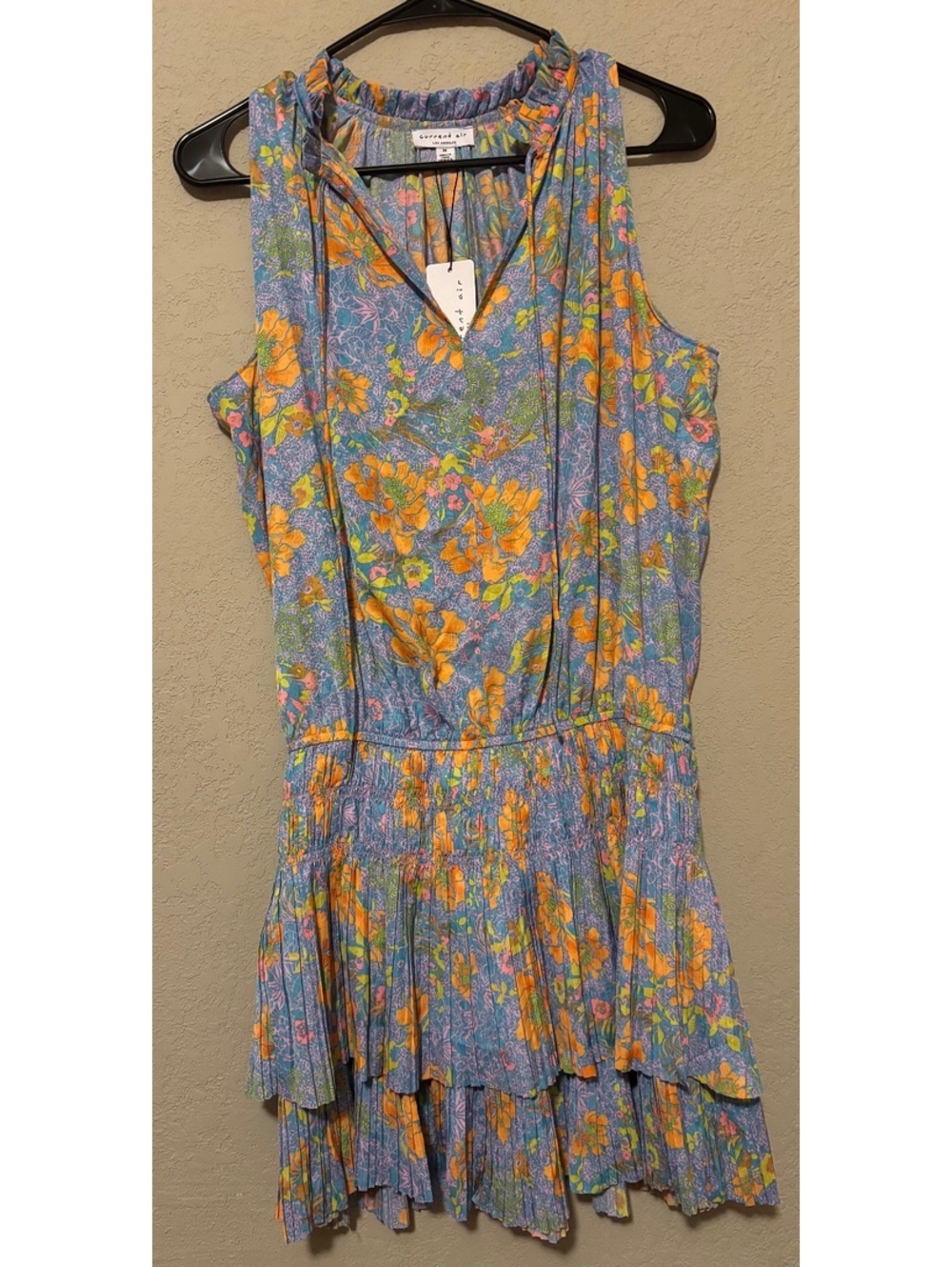 Current Air Sleeveless Floral Pleated Dress, Medium